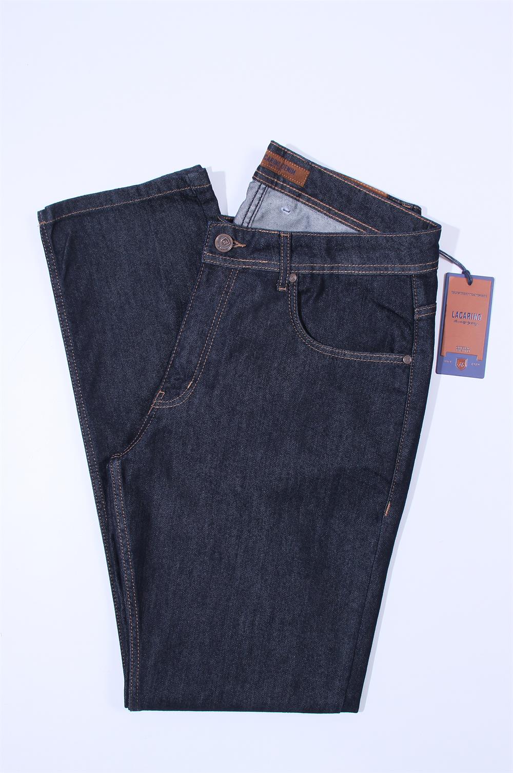 LACARINOYüksek Bel Boru Paça Navy Blue Battal Pantolon