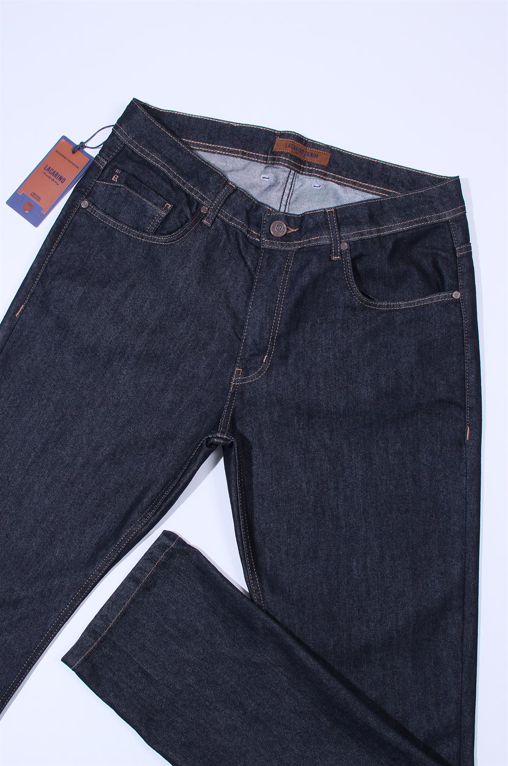 LACARINOYüksek Bel Boru Paça Navy Blue Battal Pantolon