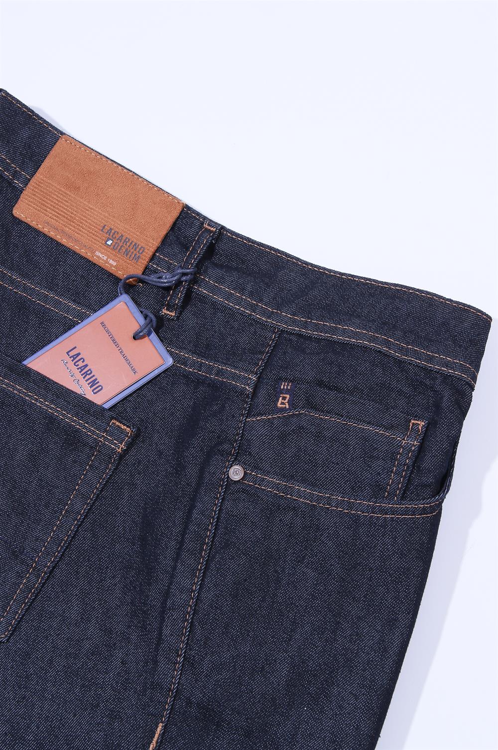 LACARINOYüksek Bel Boru Paça Navy Blue Battal Pantolon