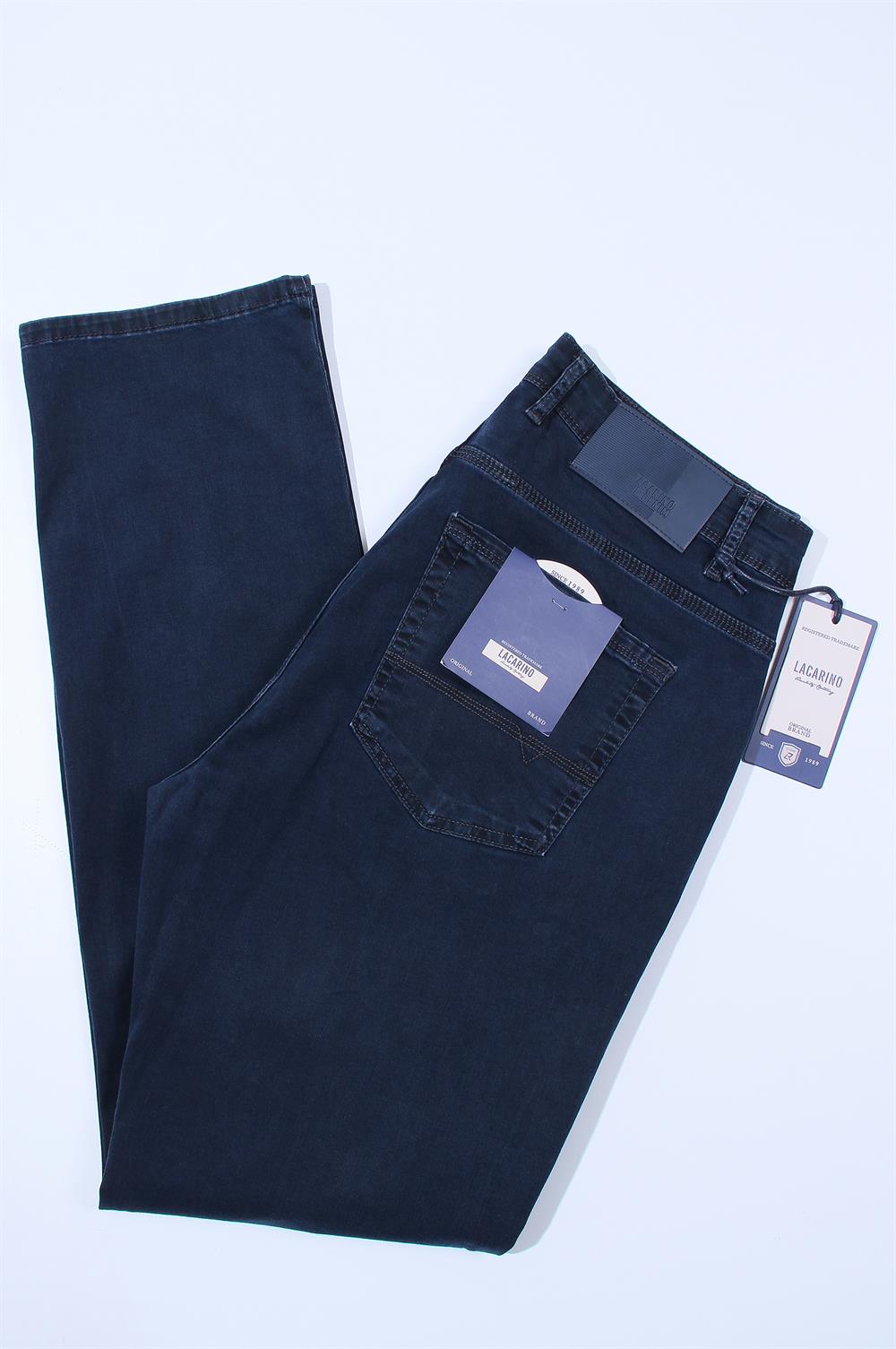 LACARINOErkek Yüksek Bel Boru Paça Battal Kesim Blue Füme Jean Pantolon