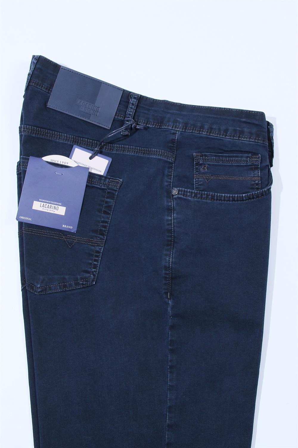 LACARINOErkek Yüksek Bel Boru Paça Battal Kesim Blue Füme Jean Pantolon