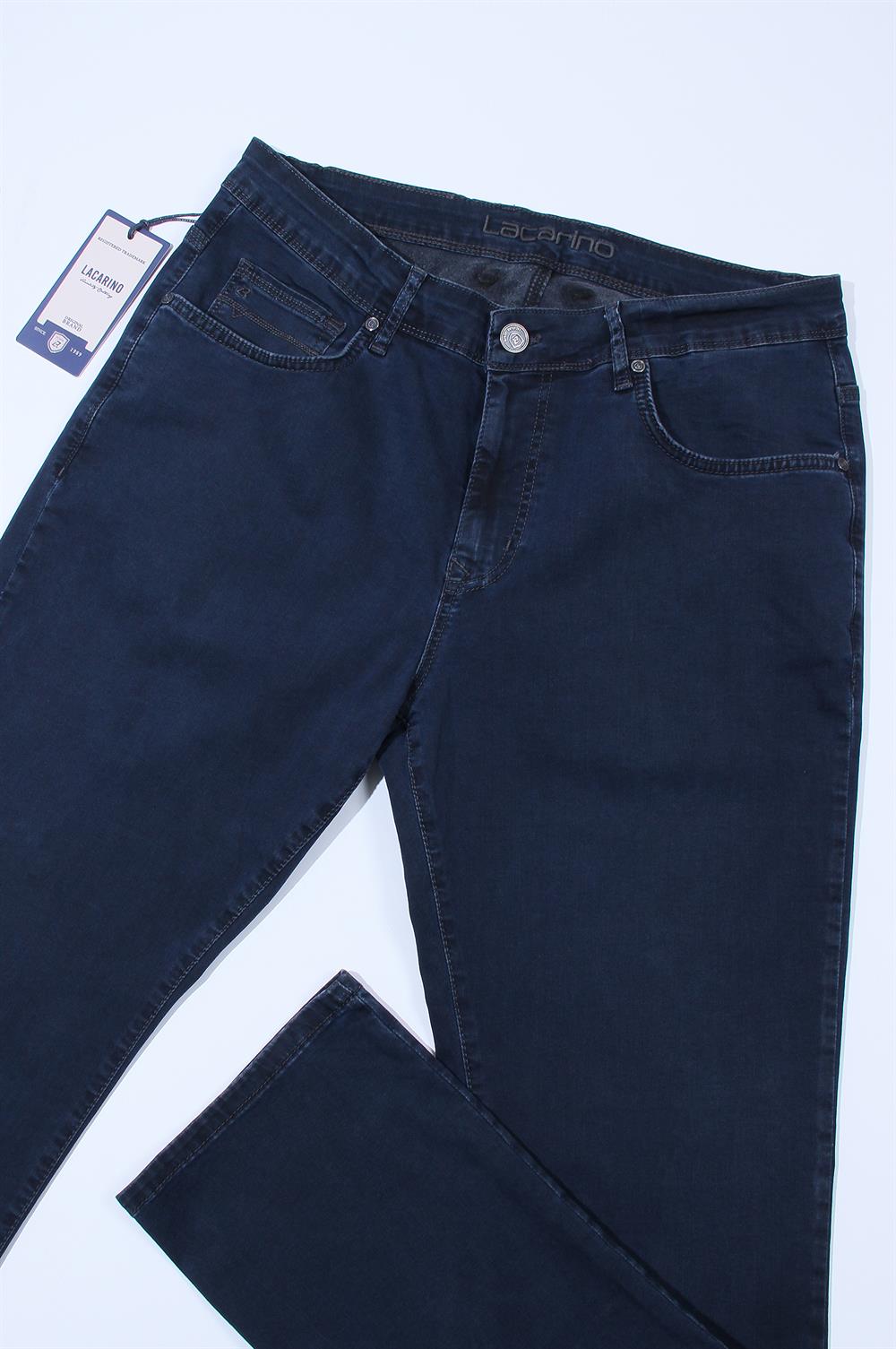 LACARINOErkek Yüksek Bel Boru Paça Battal Kesim Blue Füme Jean Pantolon