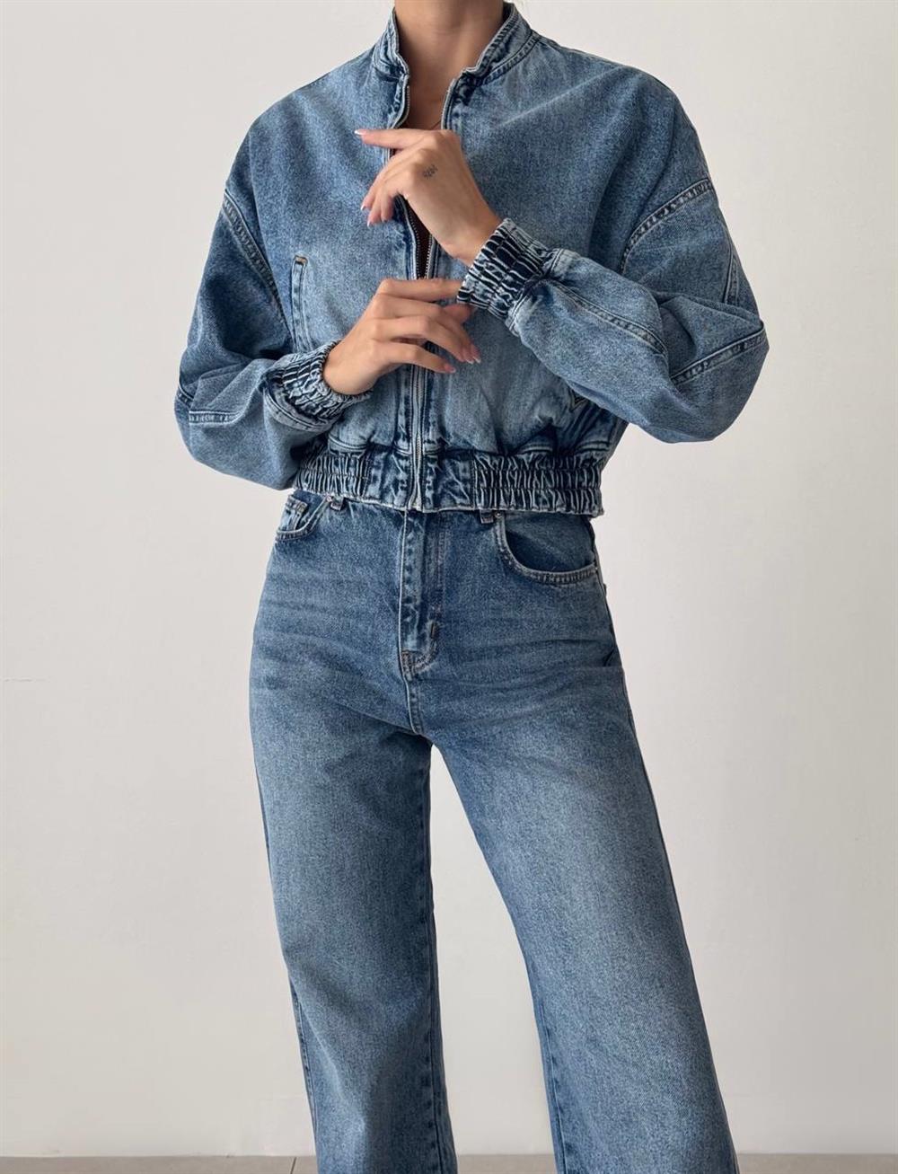 LACARINOFermuarlı Bel .lastikli Blue Bomber Jean 