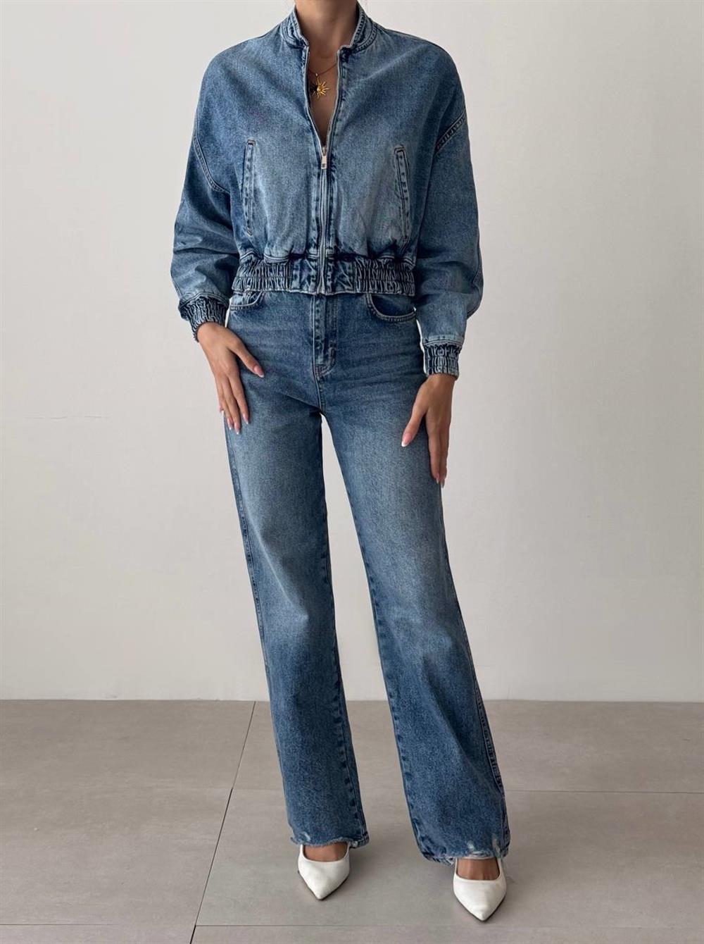 LACARINOFermuarlı Bel .lastikli Blue Bomber Jean 