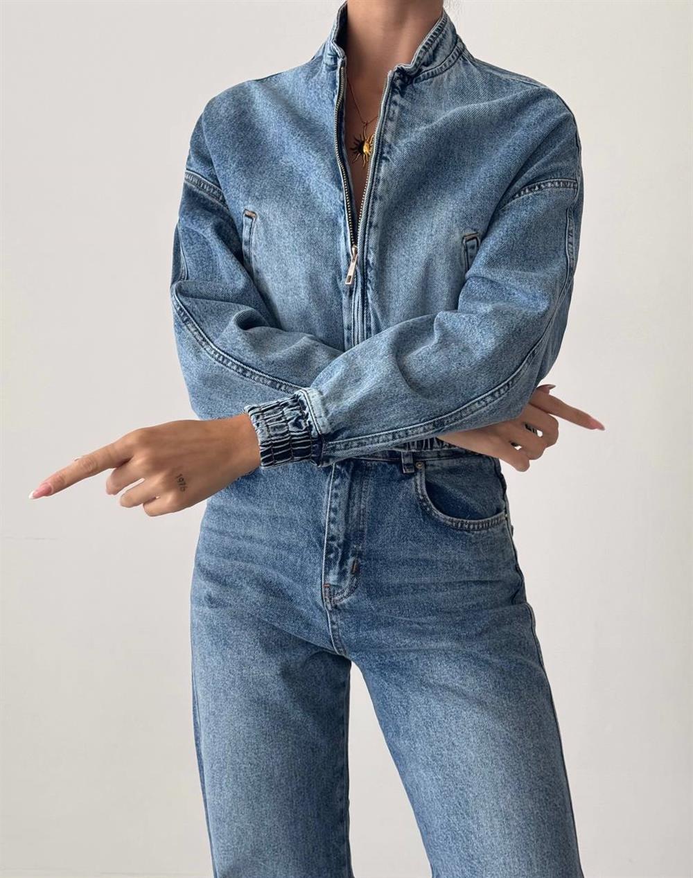 LACARINOFermuarlı Bel .lastikli Blue Bomber Jean 