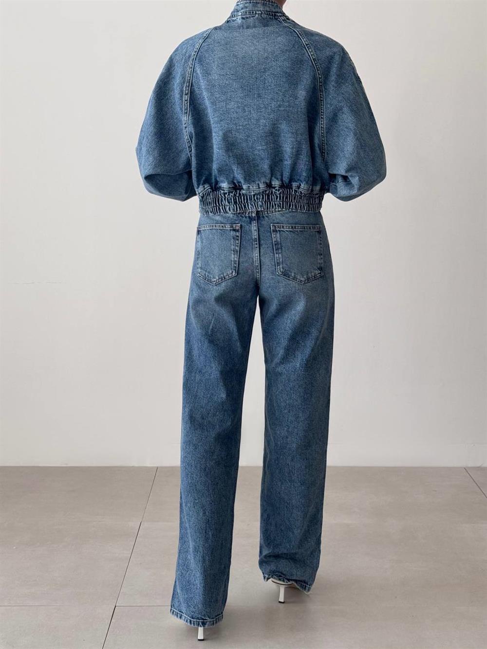 LACARINOFermuarlı Bel .lastikli Blue Bomber Jean 