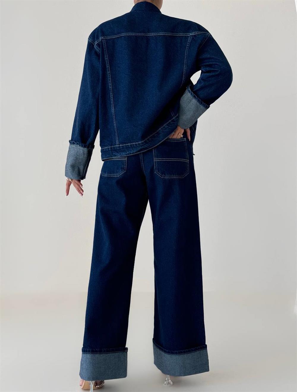 LACARINOCep Detaylı Dark Blue Denim Ceket