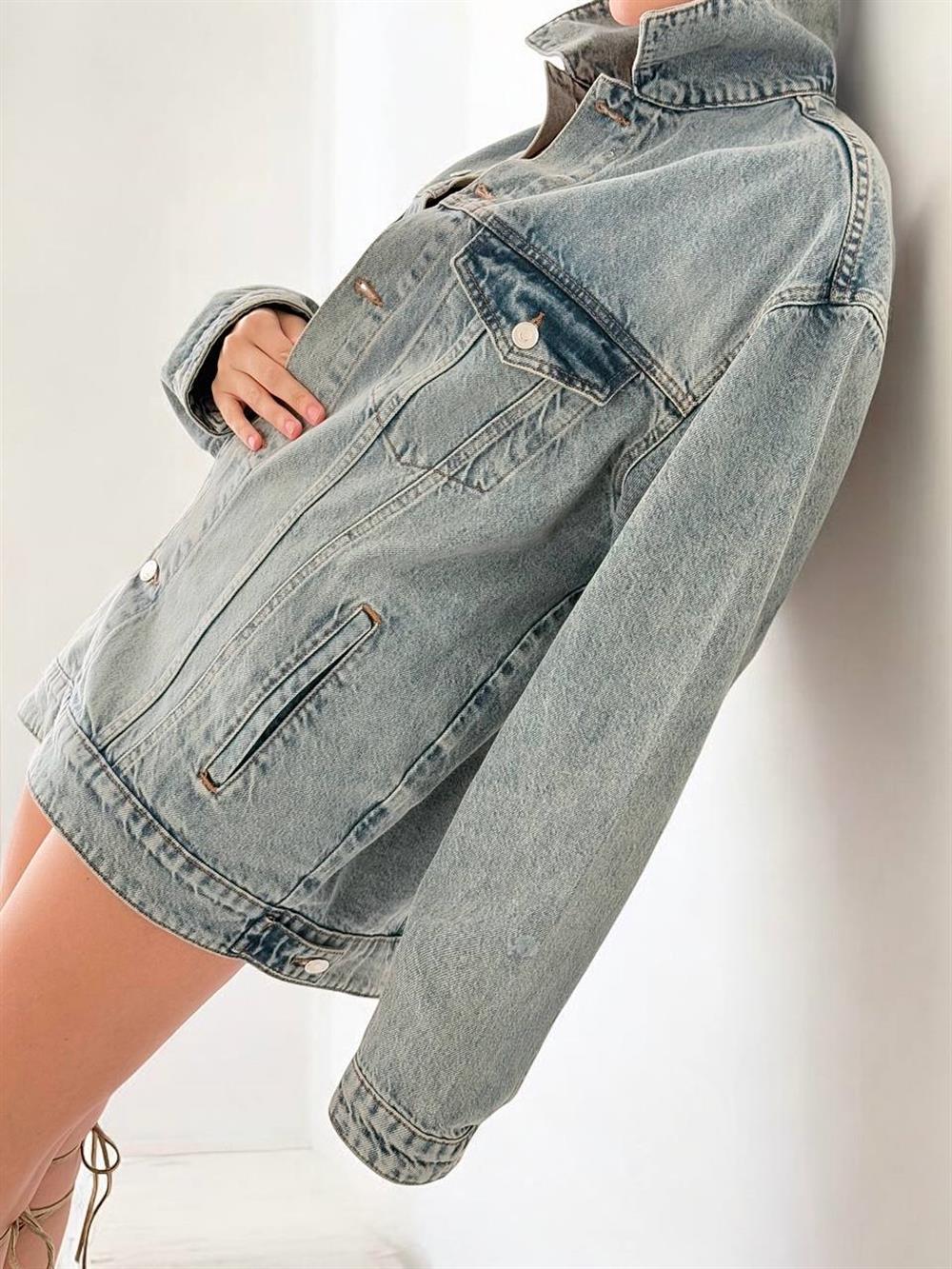 LACARINOKadın Cep Detaylı Denim Ceket