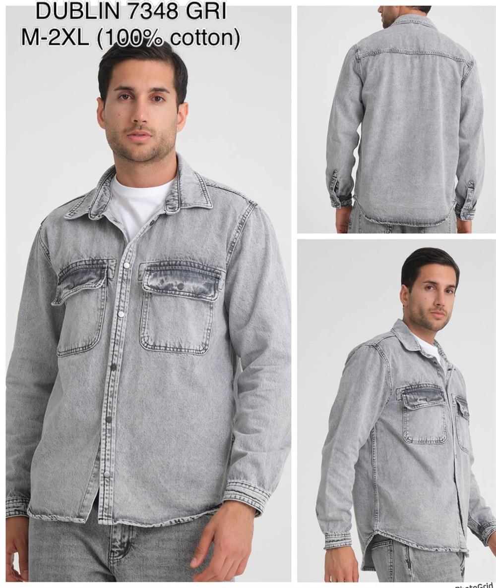 LACARINOCep Detaylı Gri Denim Gömlek