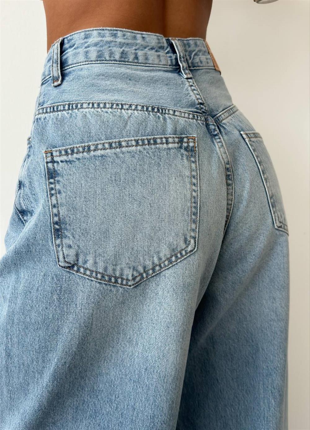 LACARINOExtra Wide Leg Blue Tint Jean Pantolon
