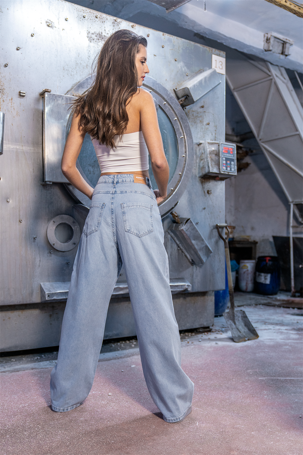 LACARINOYüksek Bel Cep Detaylı Blue E. Wide Leg Jean Pantolon