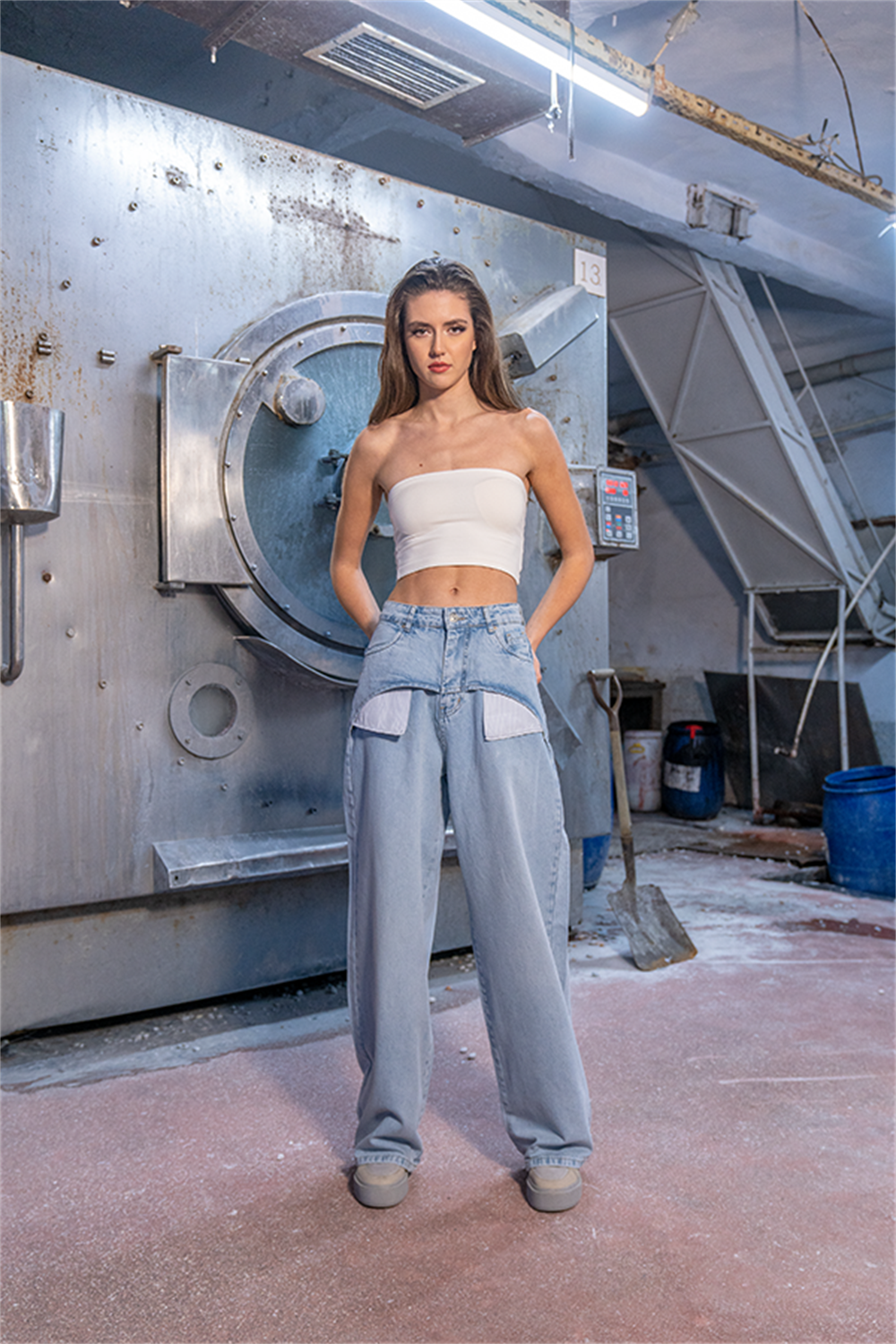 LACARINOYüksek Bel Cep Detaylı Blue E. Wide Leg Jean Pantolon