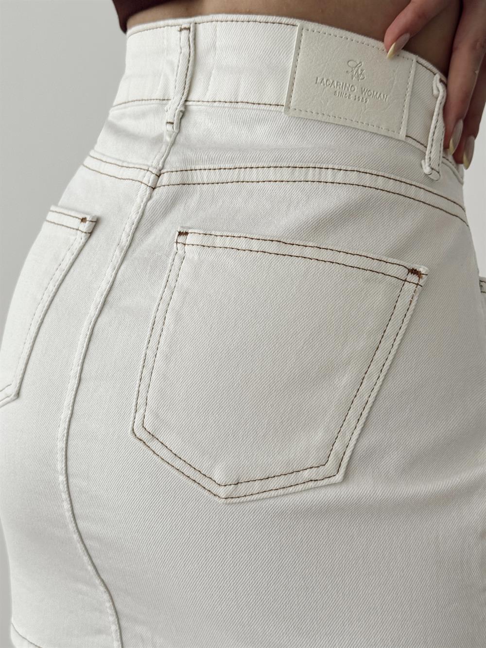LACARINOBeş Cep Detaylı Kemik Denim Etek 