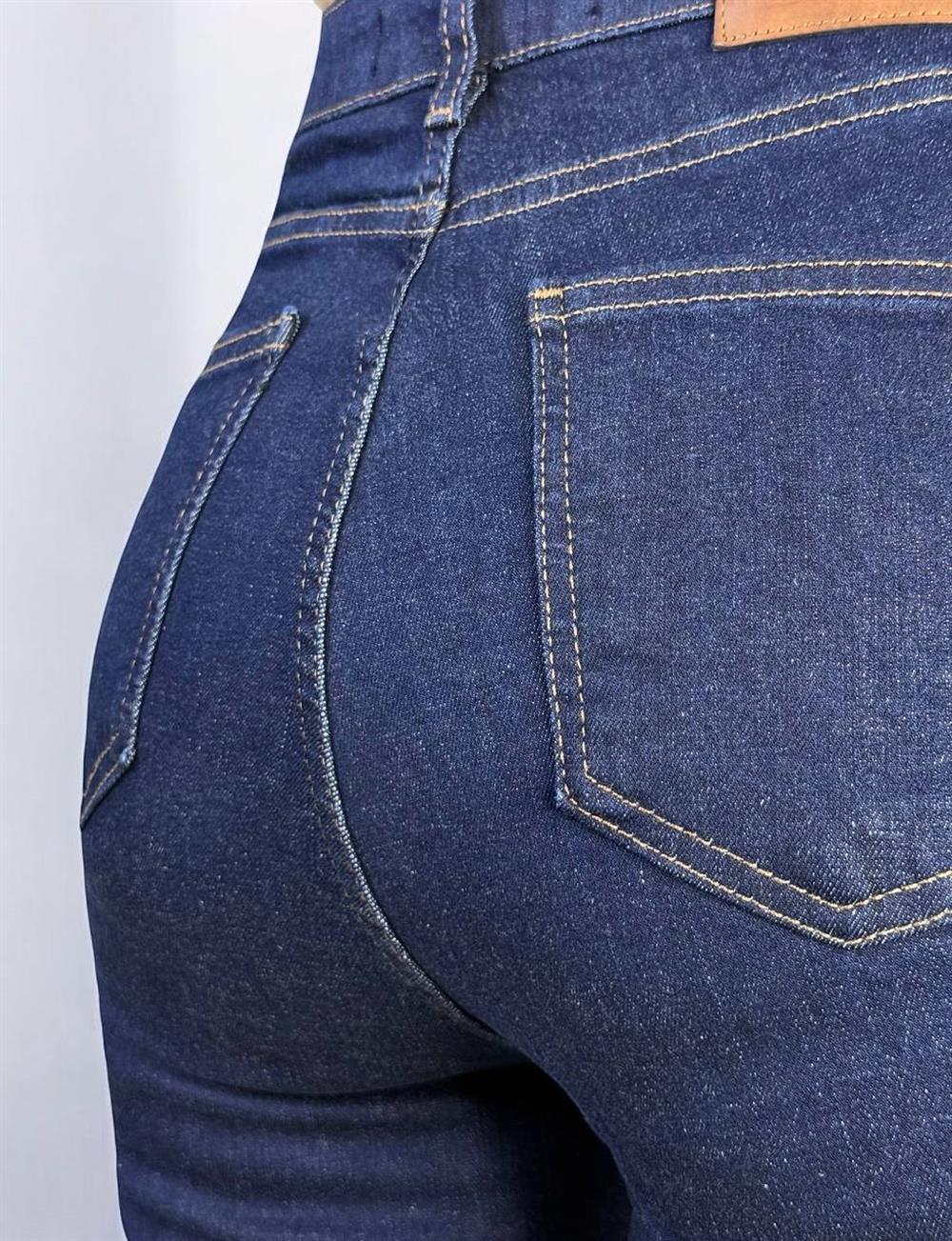 LACARINOYüksek Bel Yarım İspanyol Paça Rinse Jean Pantolon