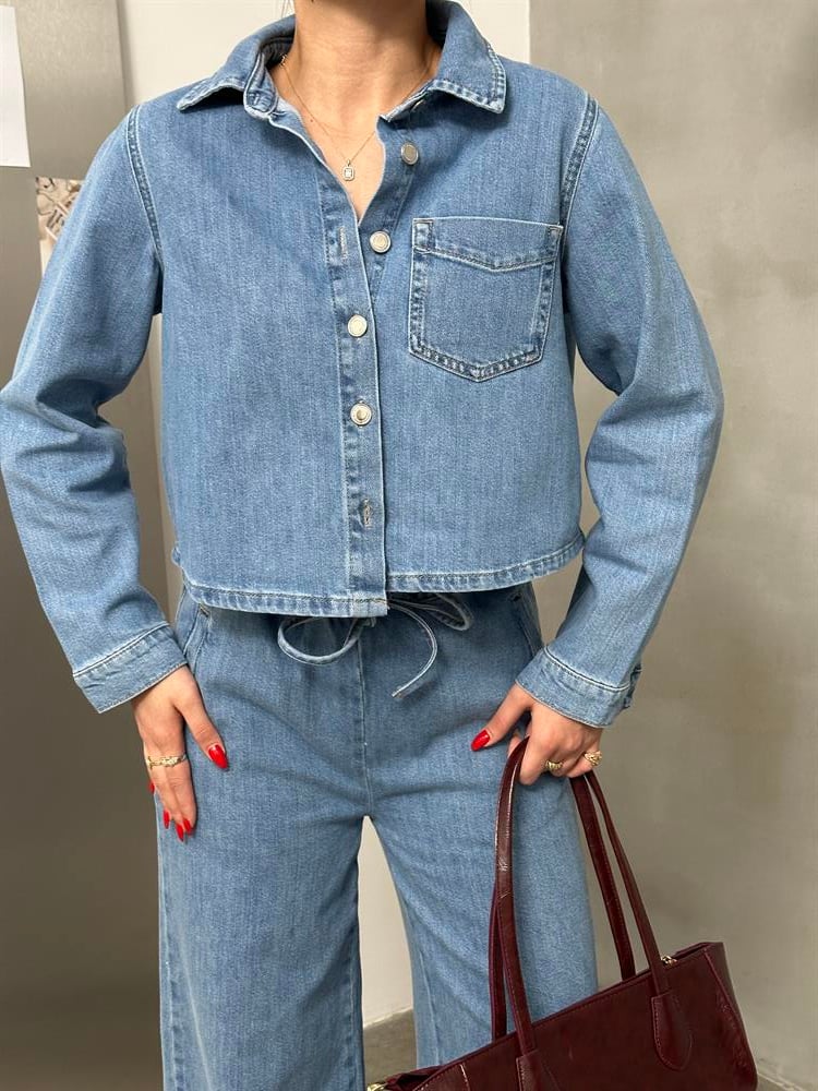 LACARINOKadın Ceo Detaylı Light Blue Denim Gömlek 
