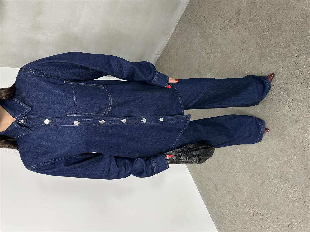LACARINOKadın Cep Detaylı Kollar 3 Düğme Detaylı Rinse Denim Gömlek
