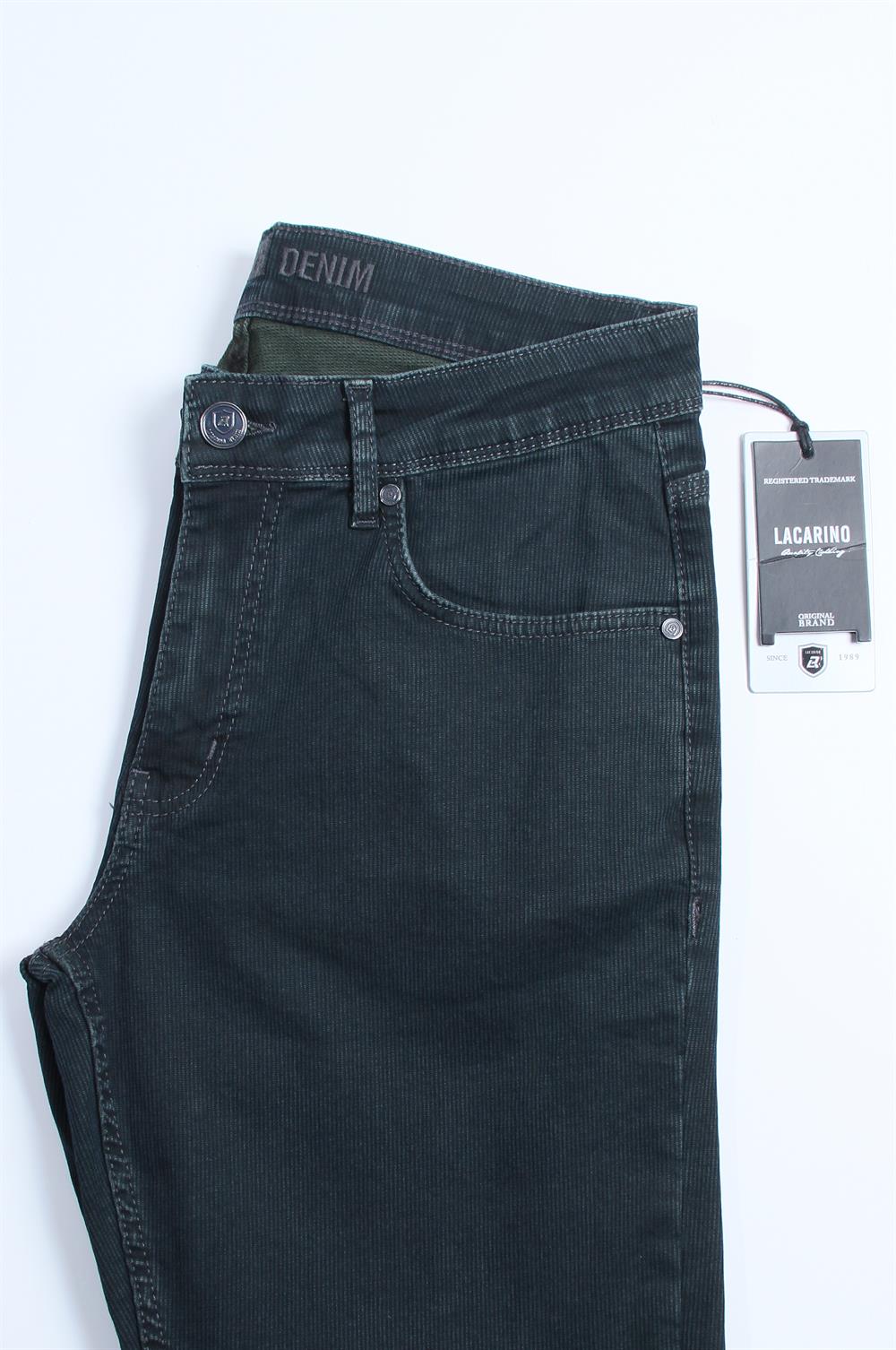 LACARINOYüksek Bel Dar Paça Blue Haki Jean Pantolon