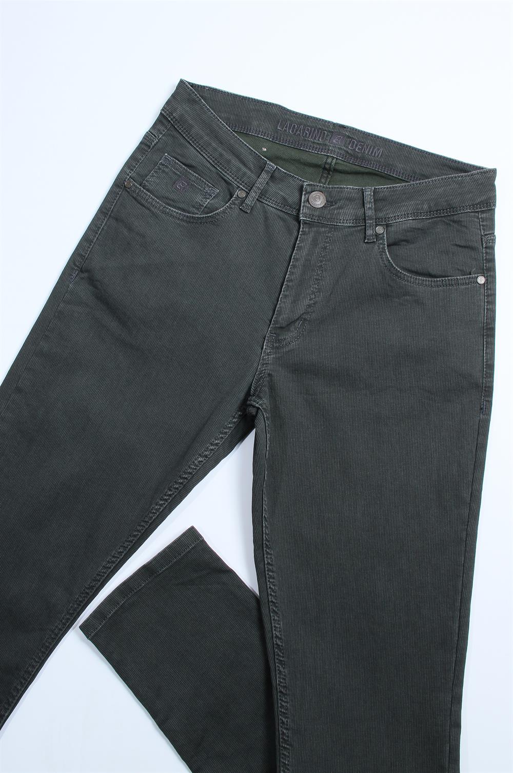 LACARINOYüksek Bel Dar Paça Blue Haki Jean Pantolon