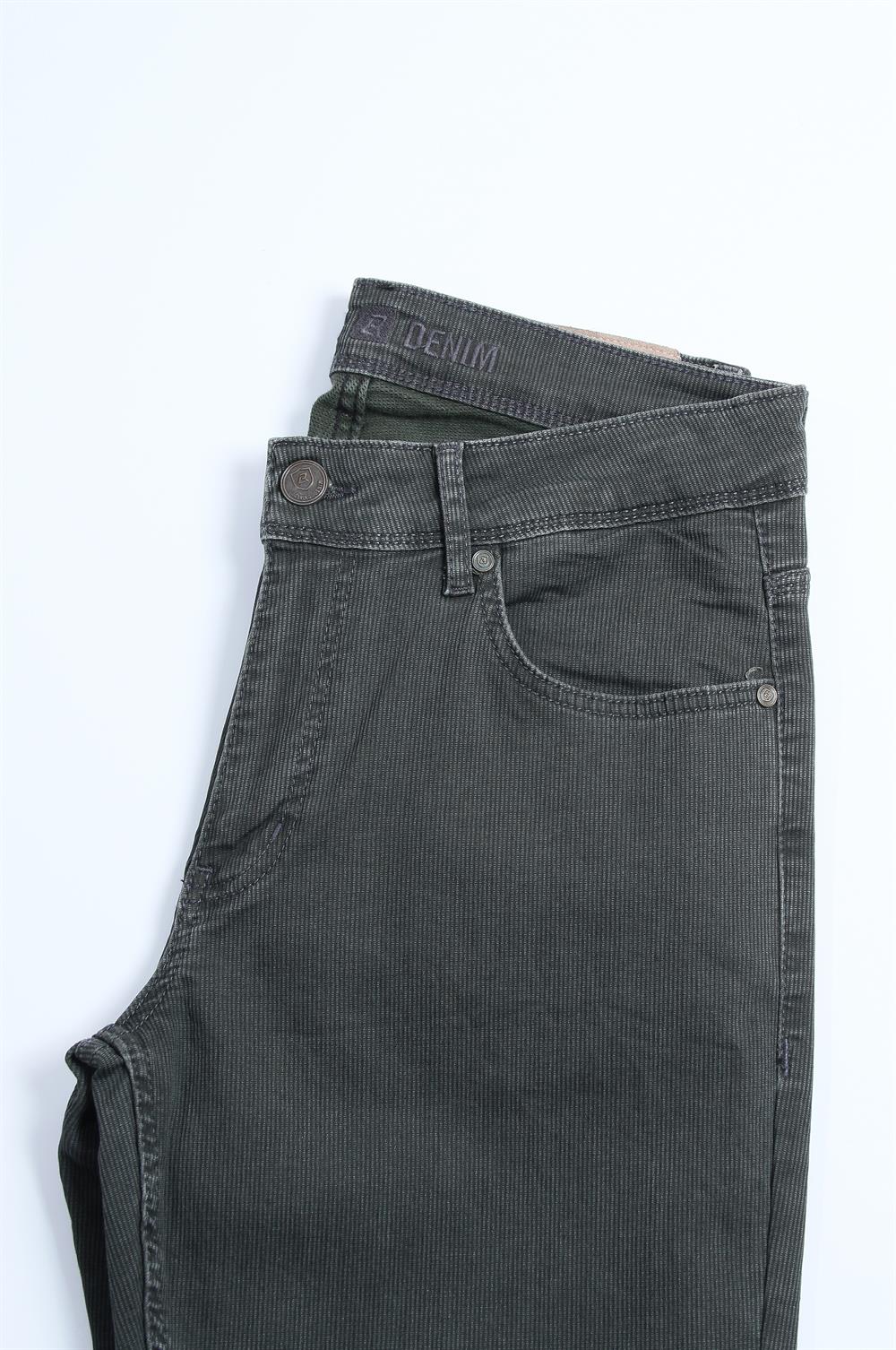 LACARINOYüksek Bel Dar Paça Blue Haki Jean Pantolon