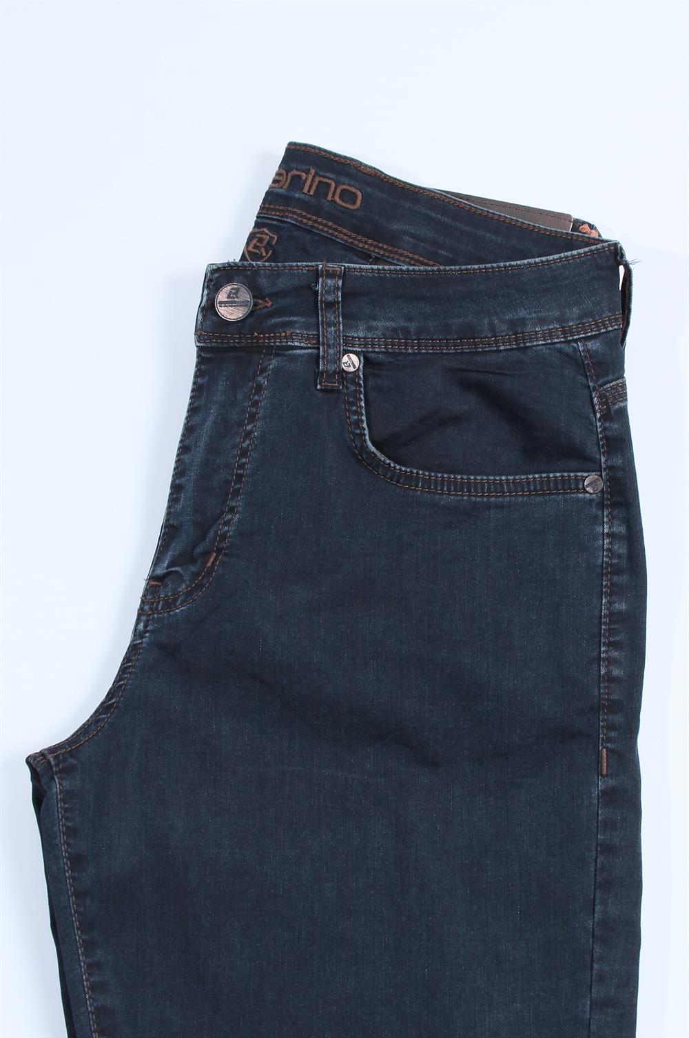 LACARINOYüksek Bel Boru Paça Battal Kesim Blue Kahve Jean Pantolon