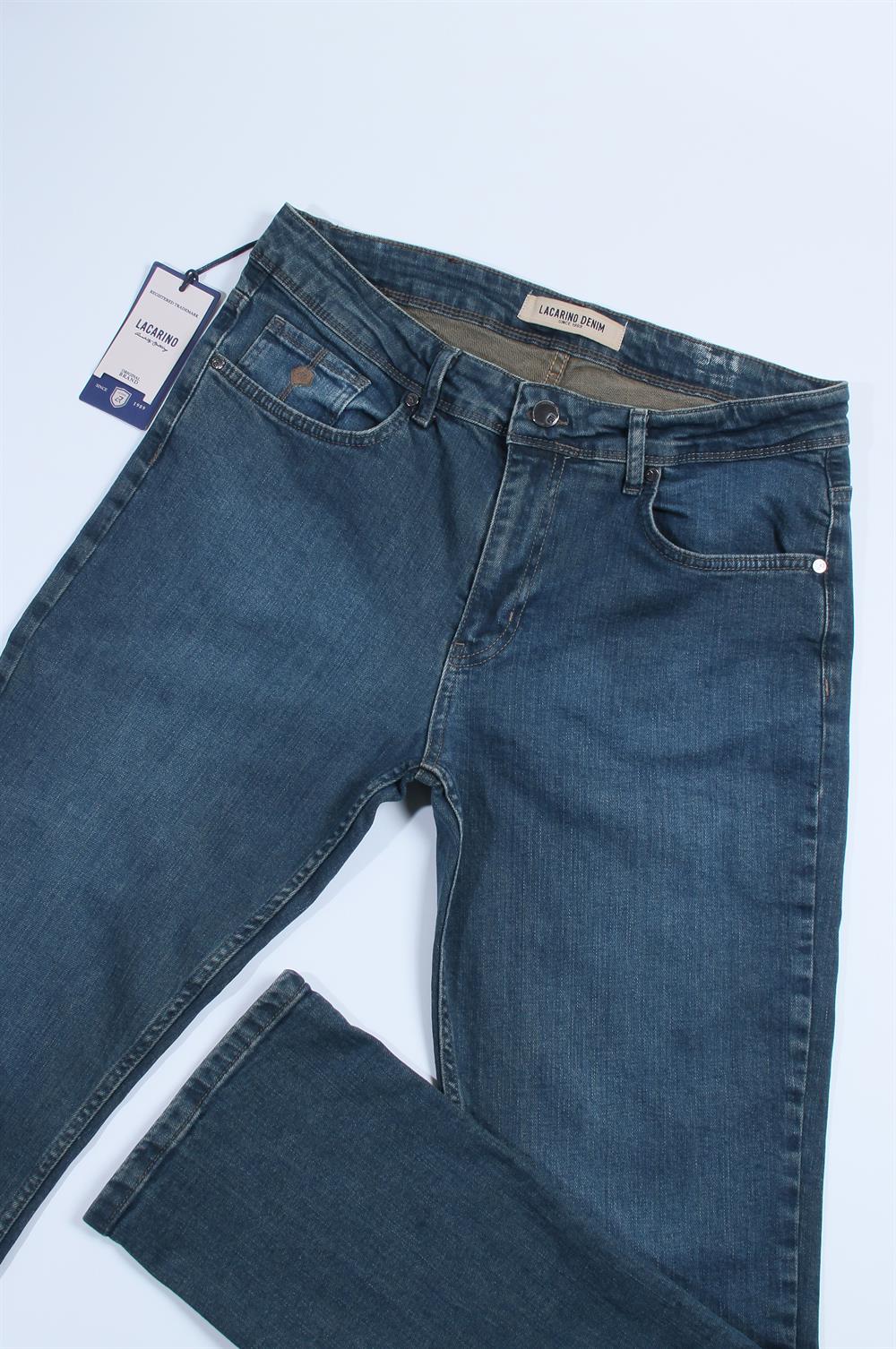 LACARINOErkek Bol Paça Matrix Kesim Od Green Jean Pantolon