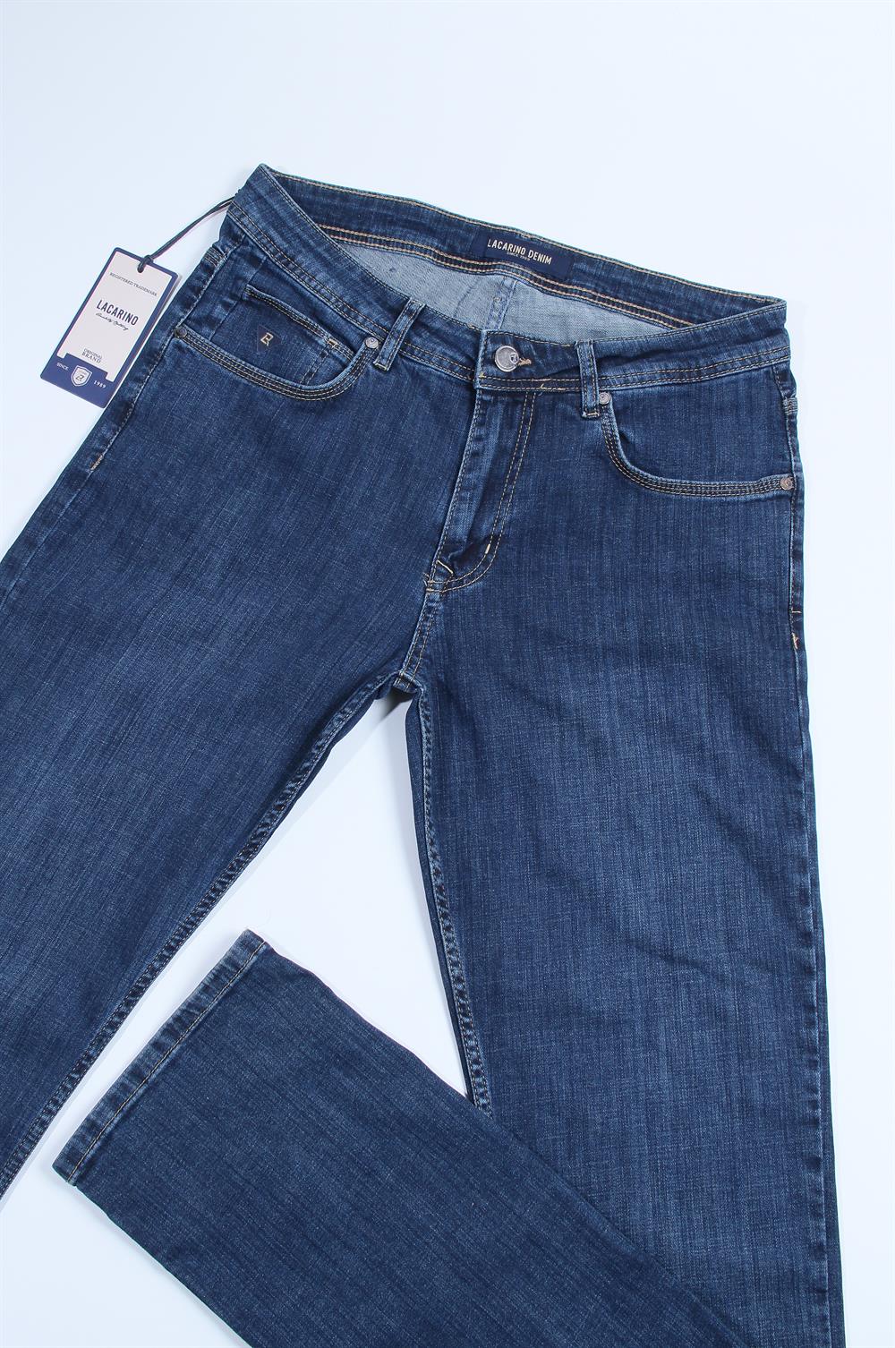 LACARINOYüksek Bel Yarım Boru Paça Dark Blue Erkek Jean Pantolon