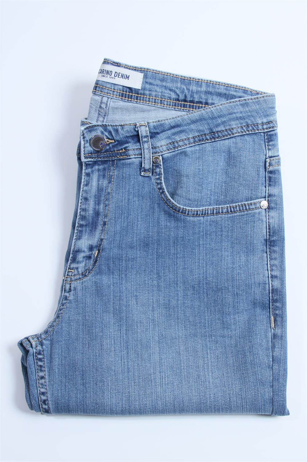 LACARINOErkek Bol Paça Matrix Kesim Light Blue Jean Pantolon