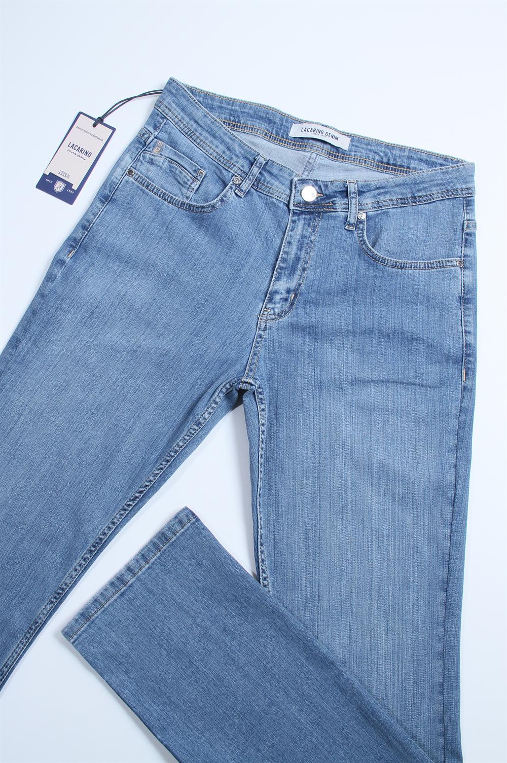 LACARINOErkek Bol Paça Matrix Kesim Light Blue Jean Pantolon