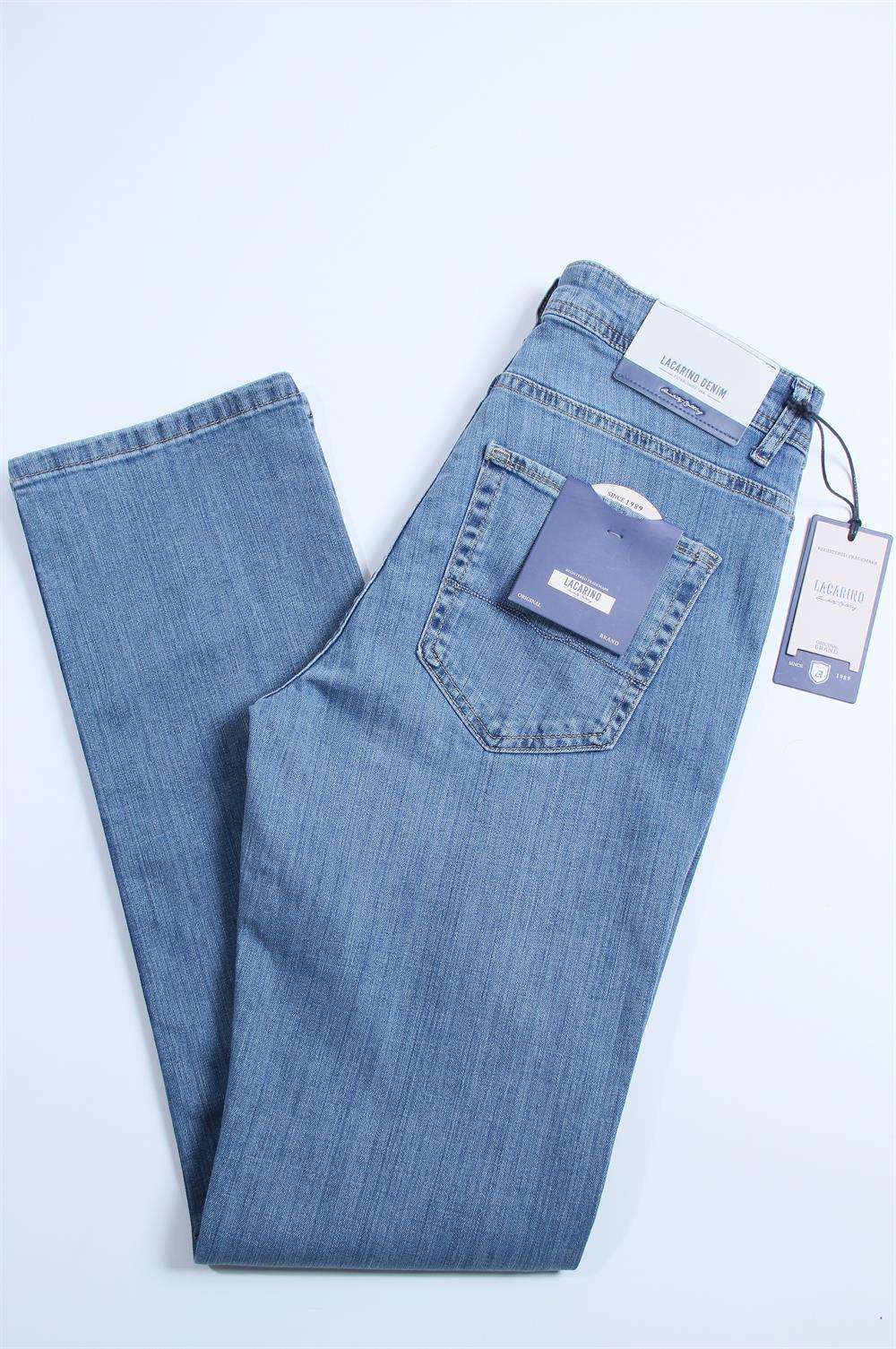 LACARINOErkek Bol Paça Matrix Kesim Light Blue Jean Pantolon