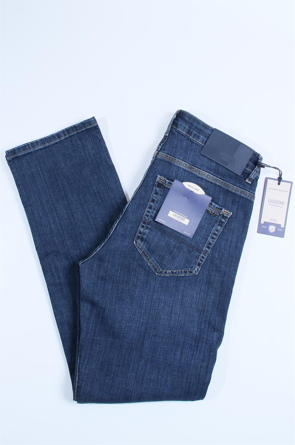 LACARINOErkek Boru Paça Yüksek Bel Dark Blue Jean Pantolon