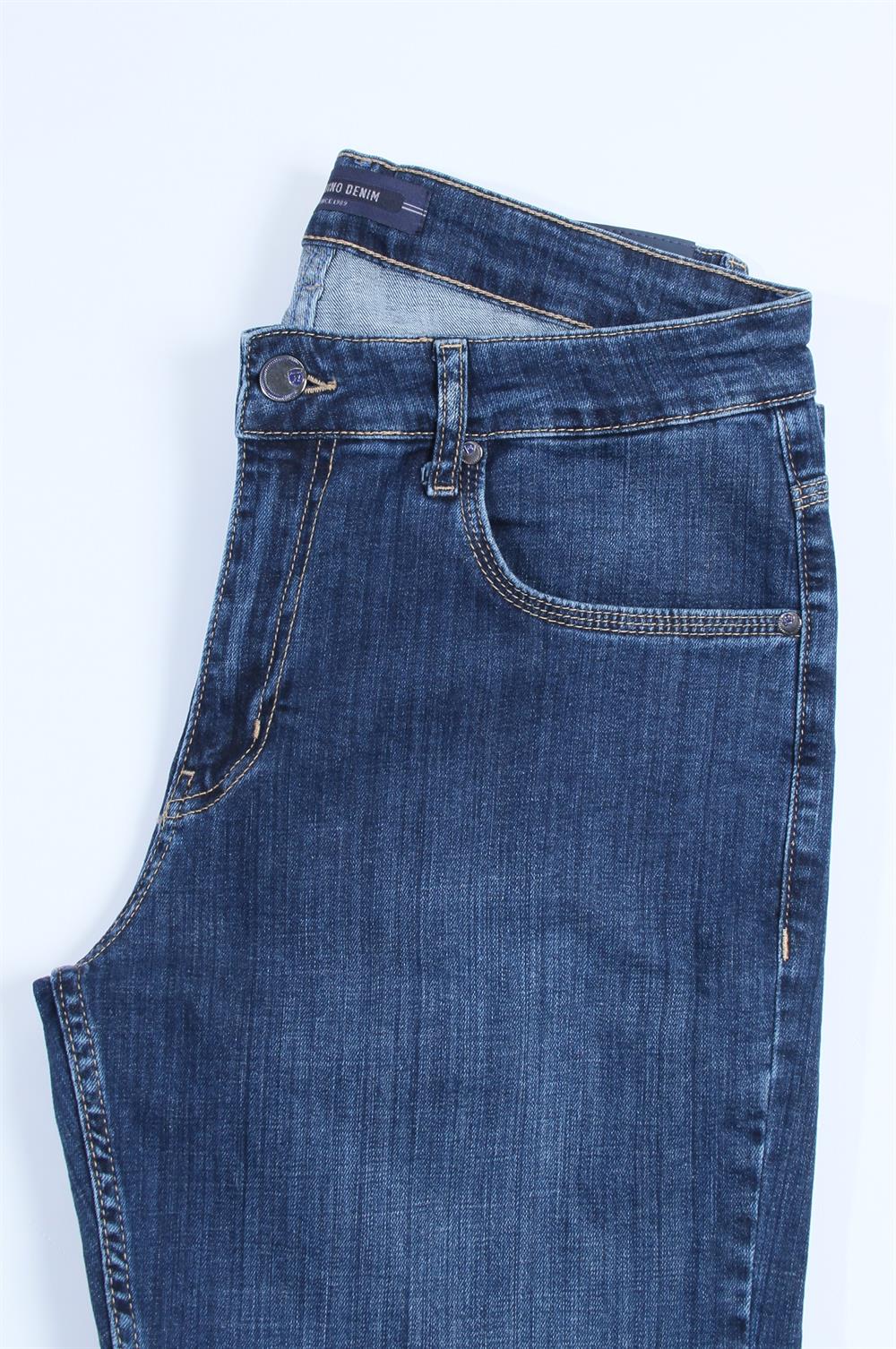 LACARINOErkek Boru Paça Yüksek Bel Dark Blue Jean Pantolon