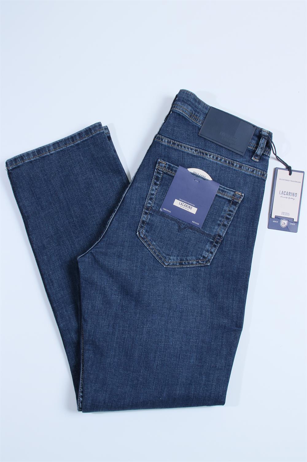 LACARINOYüksek Bel Boru Paça Dark Blue Jean Pantolon