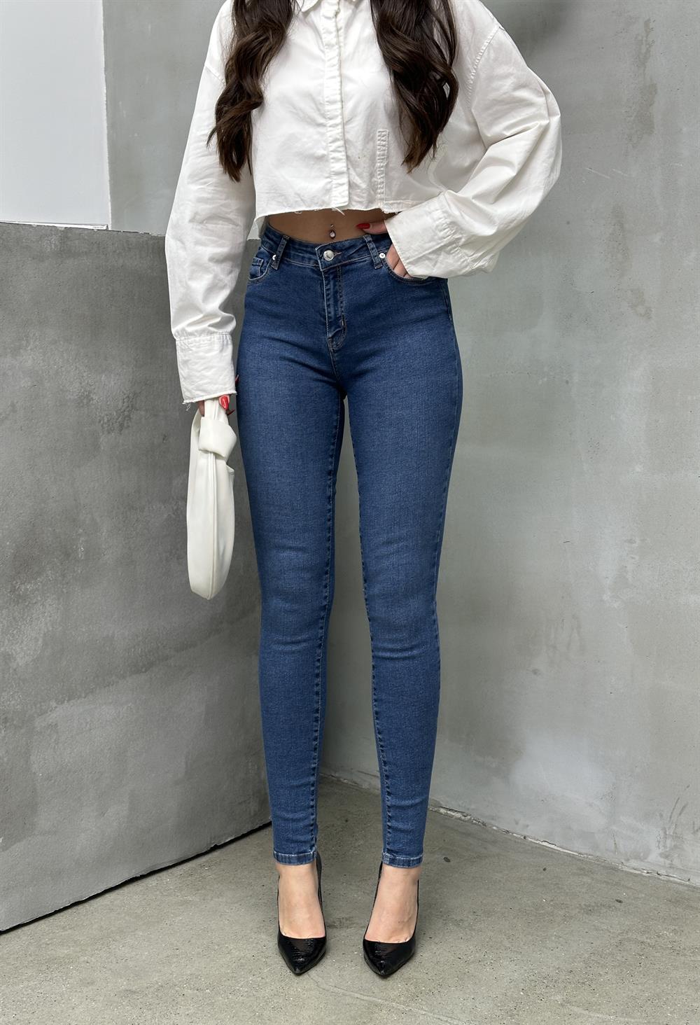 LACARINOYüksek Bel Dar Paça Blue Jean Pantolon