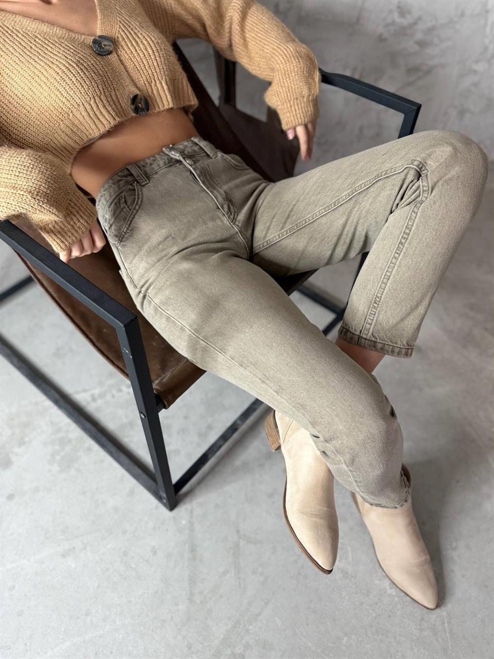 LACARINOYüksek Bel Boru Paça Bilek Boy Dark Blue Jean Pantolon