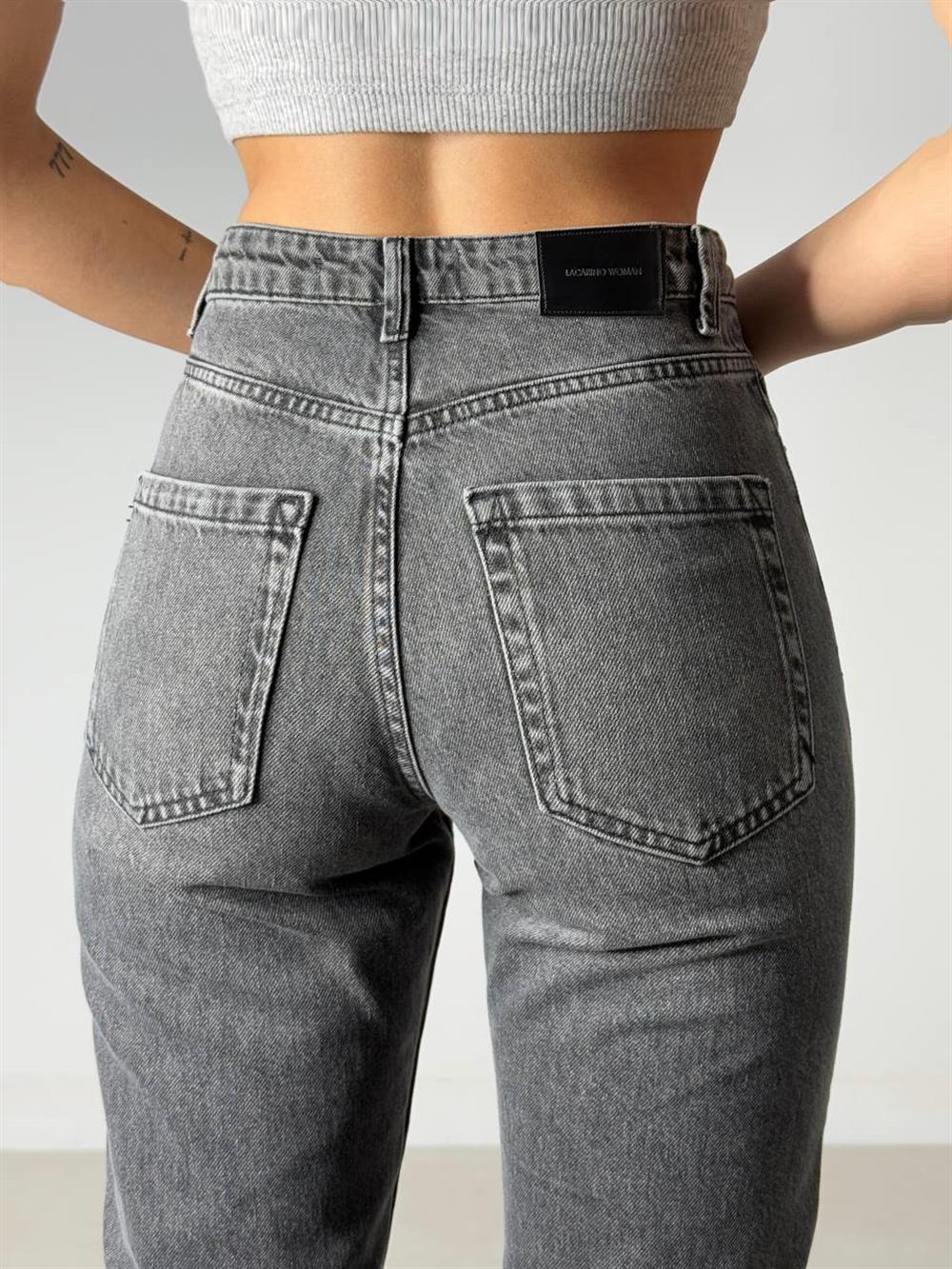 LACARINOYüksek Bel Boru Paça Bilek Boy Onyx Black Jean Pantolon