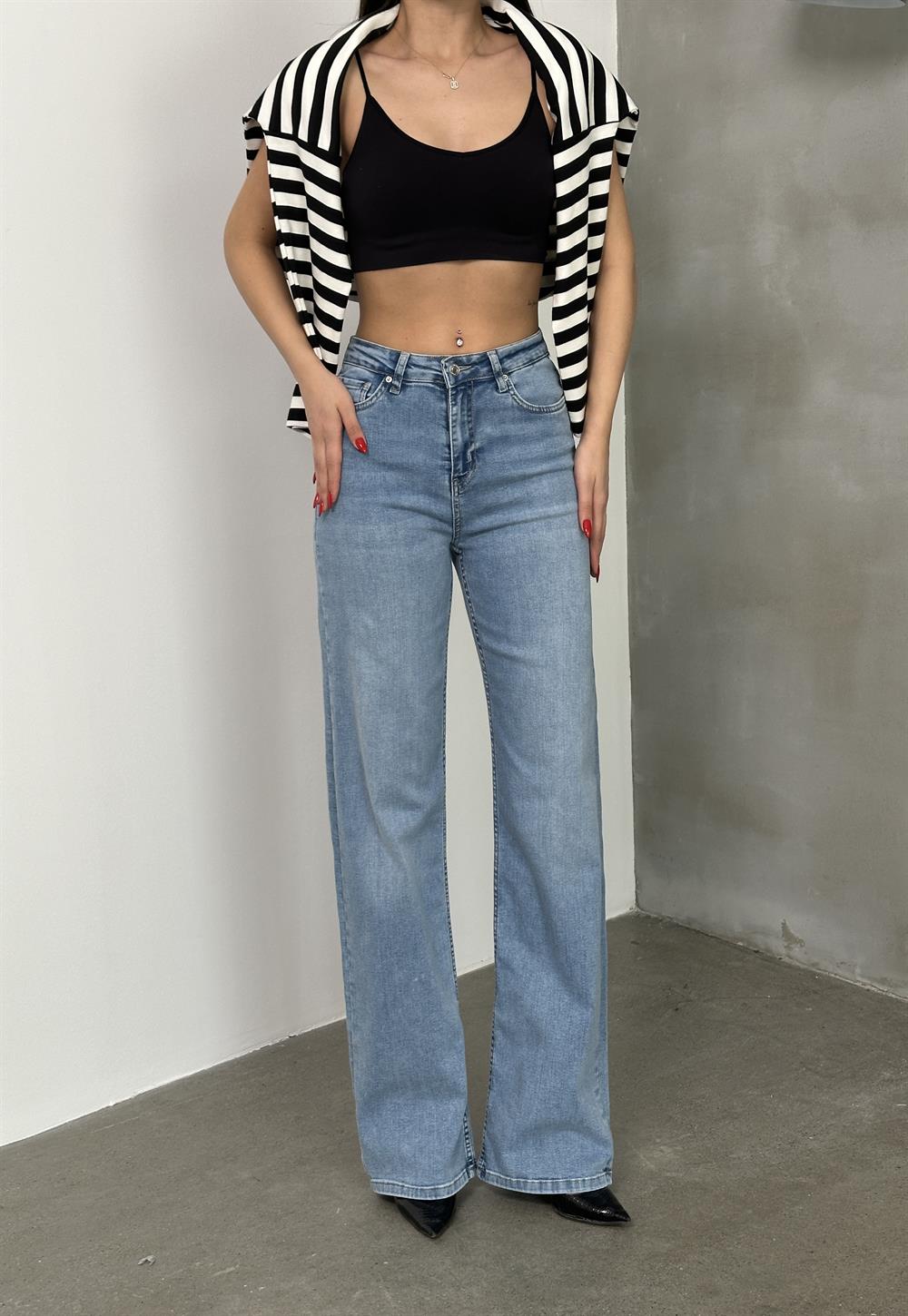 LACARINOYüksek Bel bol Paça Light Blue Nita Jean Pantolon
