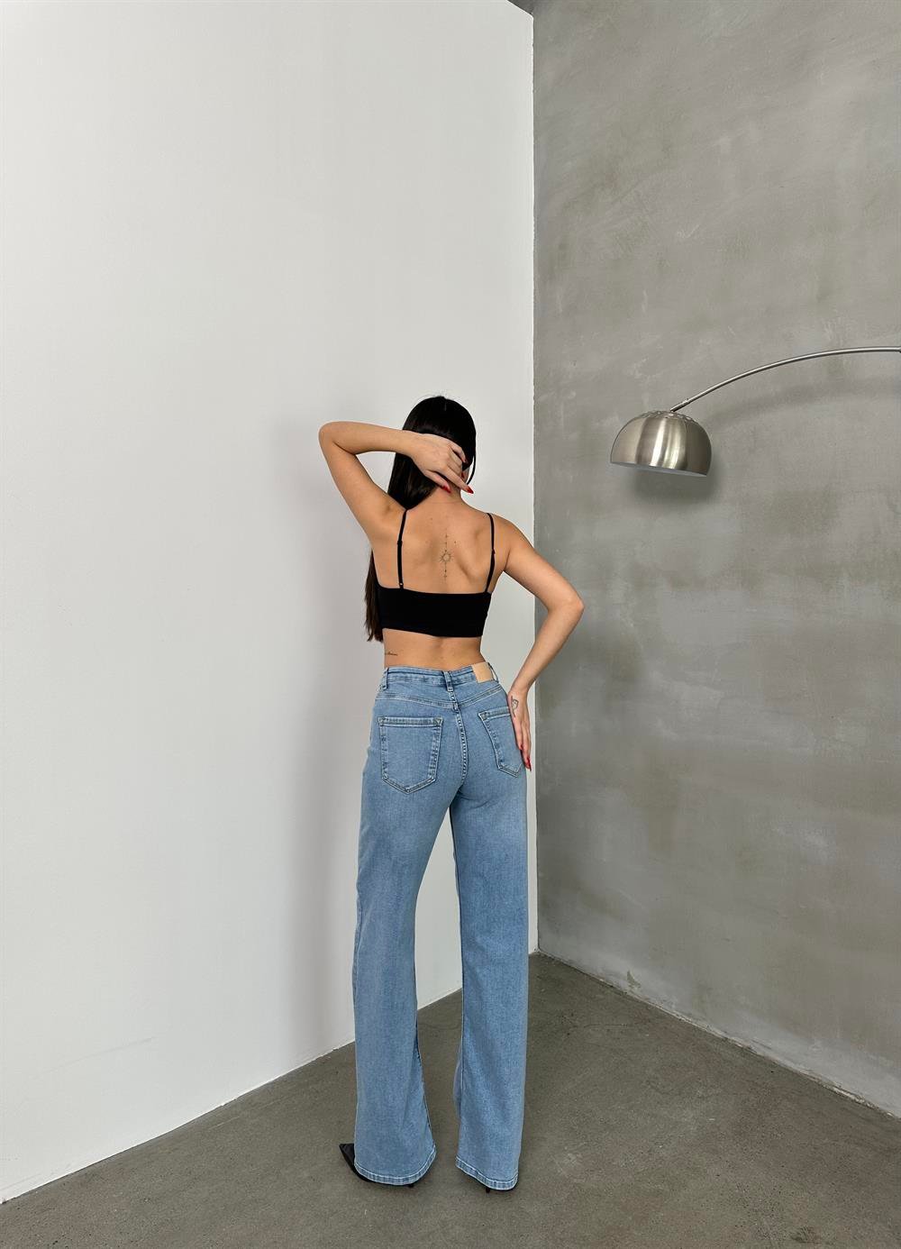 LACARINOYüksek Bel bol Paça Light Blue Nita Jean Pantolon