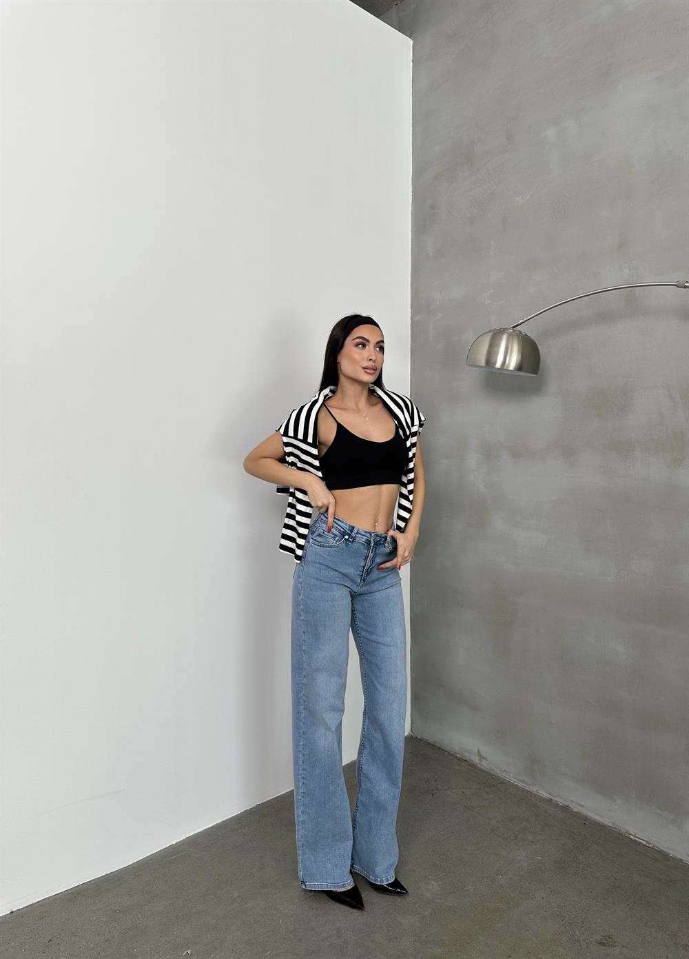 LACARINOYüksek Bel bol Paça Light Blue Nita Jean Pantolon