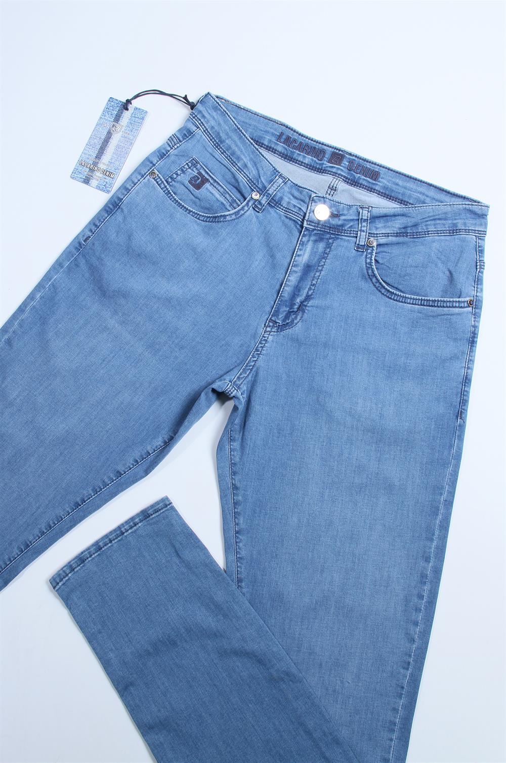 LACARINOErkek Yüksek Bel Dar Paça Blue Jean Pantolon 