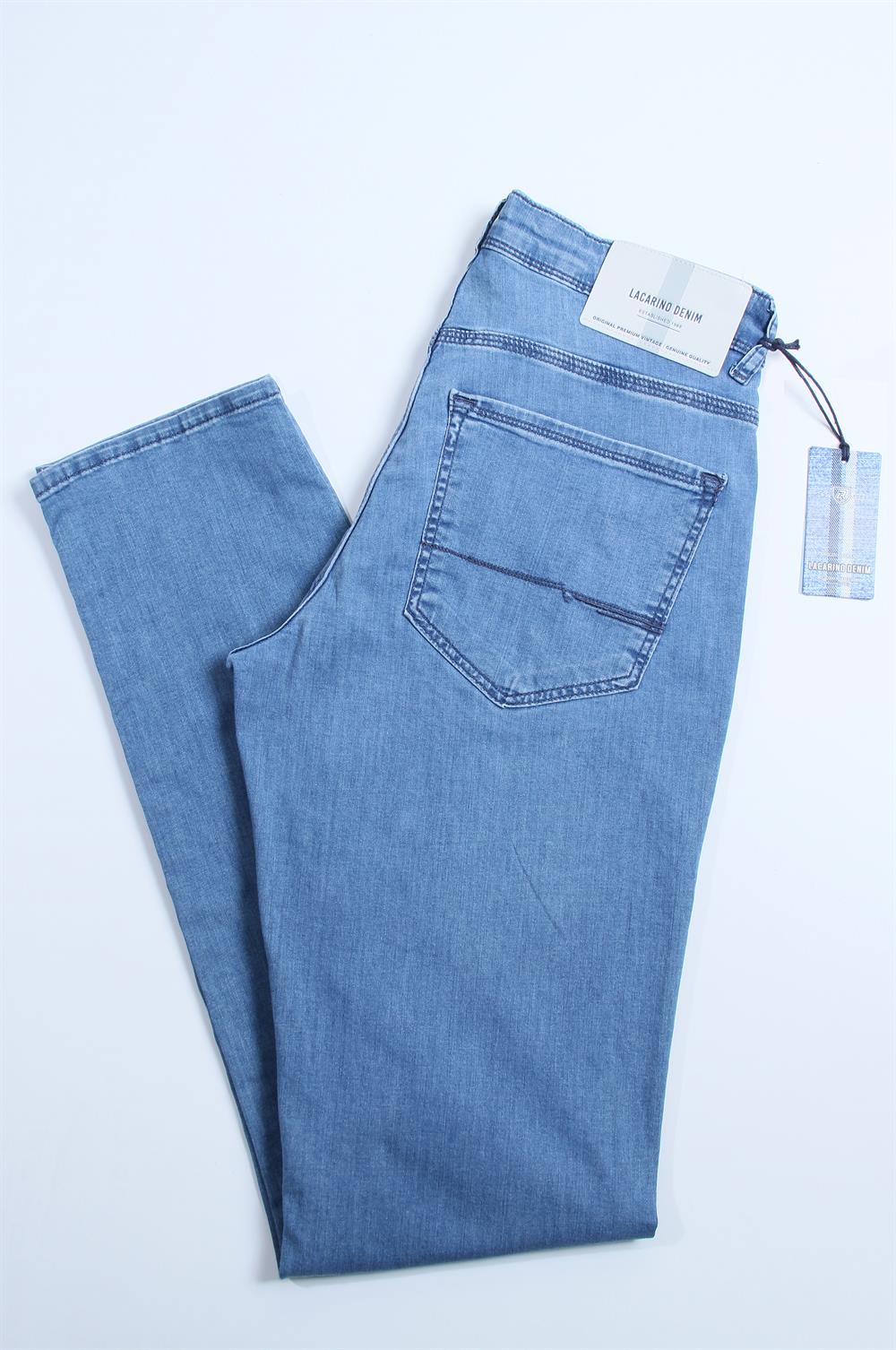 LACARINOErkek Yüksek Bel Dar Paça Blue Jean Pantolon 