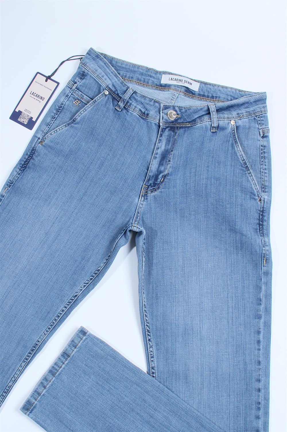 LACARINOYüksek Bel Boru Kesim Light Blue Jean Pantolon
