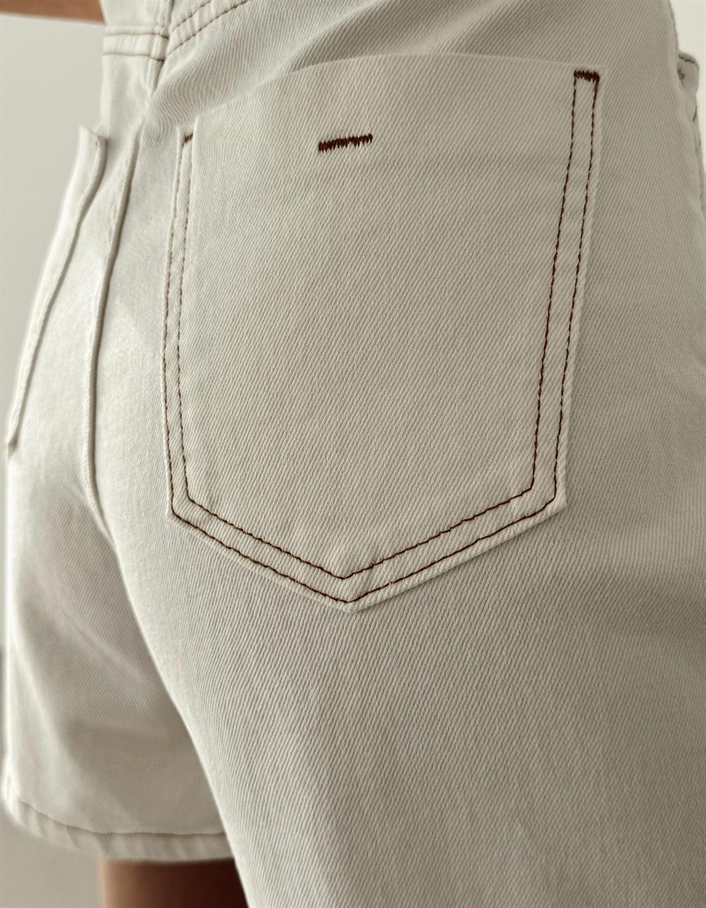 LACARINOKadın Yüksek Bel Kemik Denim Şort
