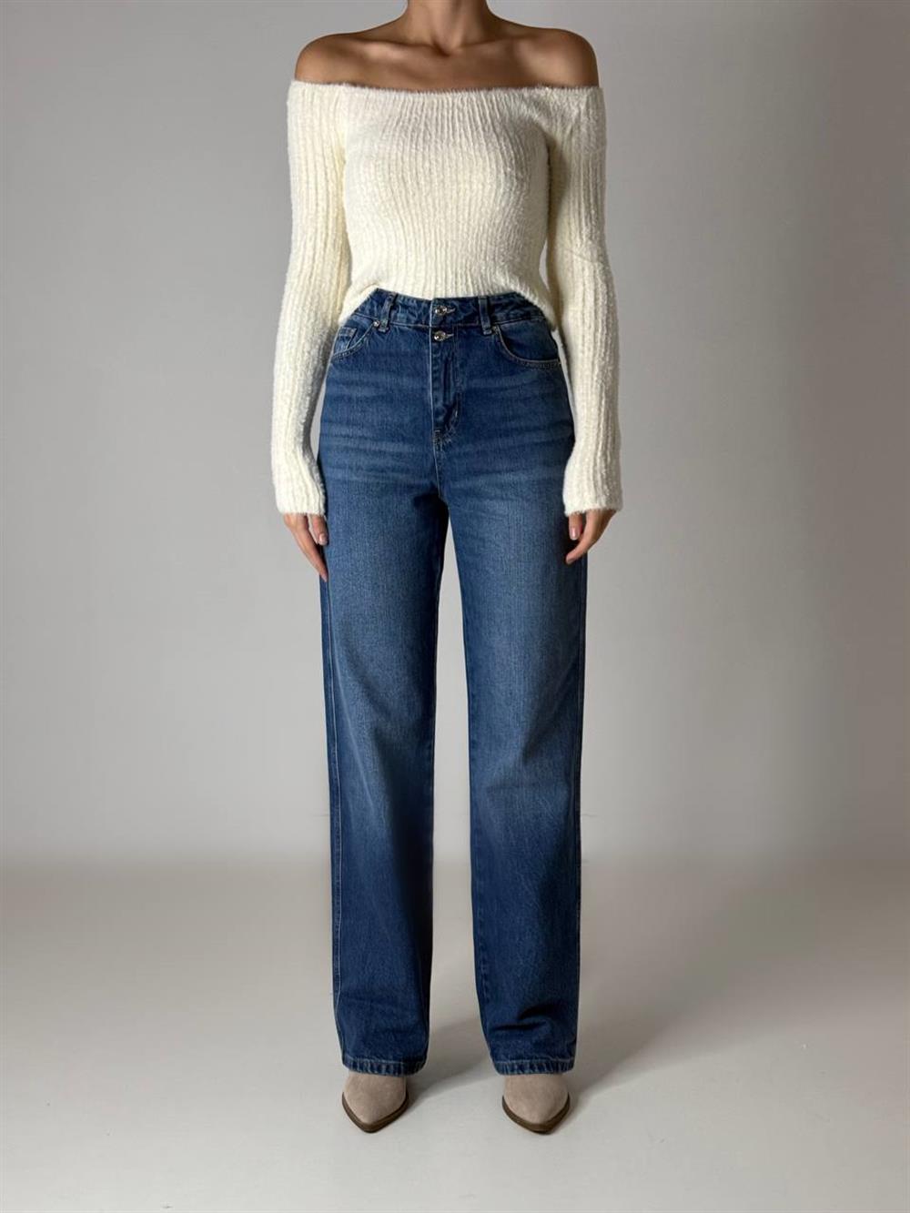 LACARINOYüksek Bel Normal Kalıp Blue Jean Pantolon