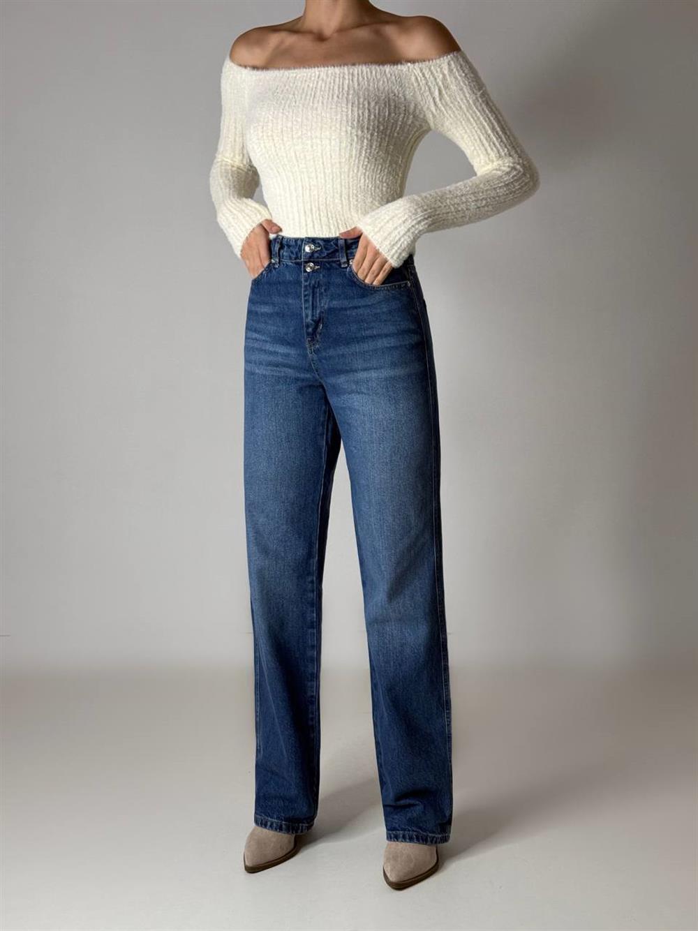 LACARINOYüksek Bel Normal Kalıp Blue Jean Pantolon