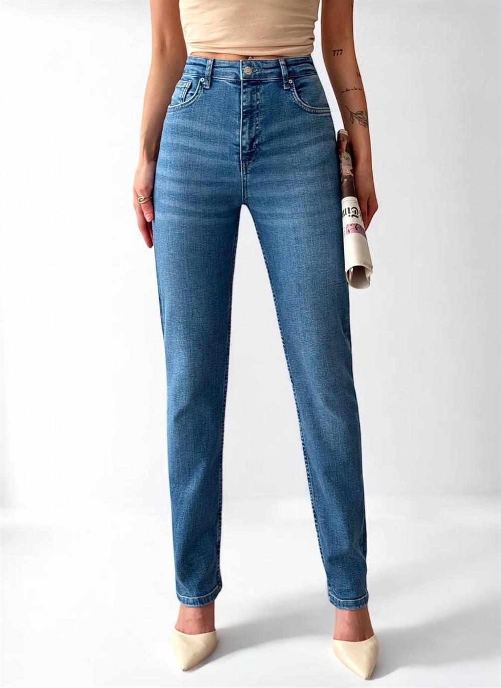 LACARINOYükske Bel Boru Kesim Blue Jean Pantolon
