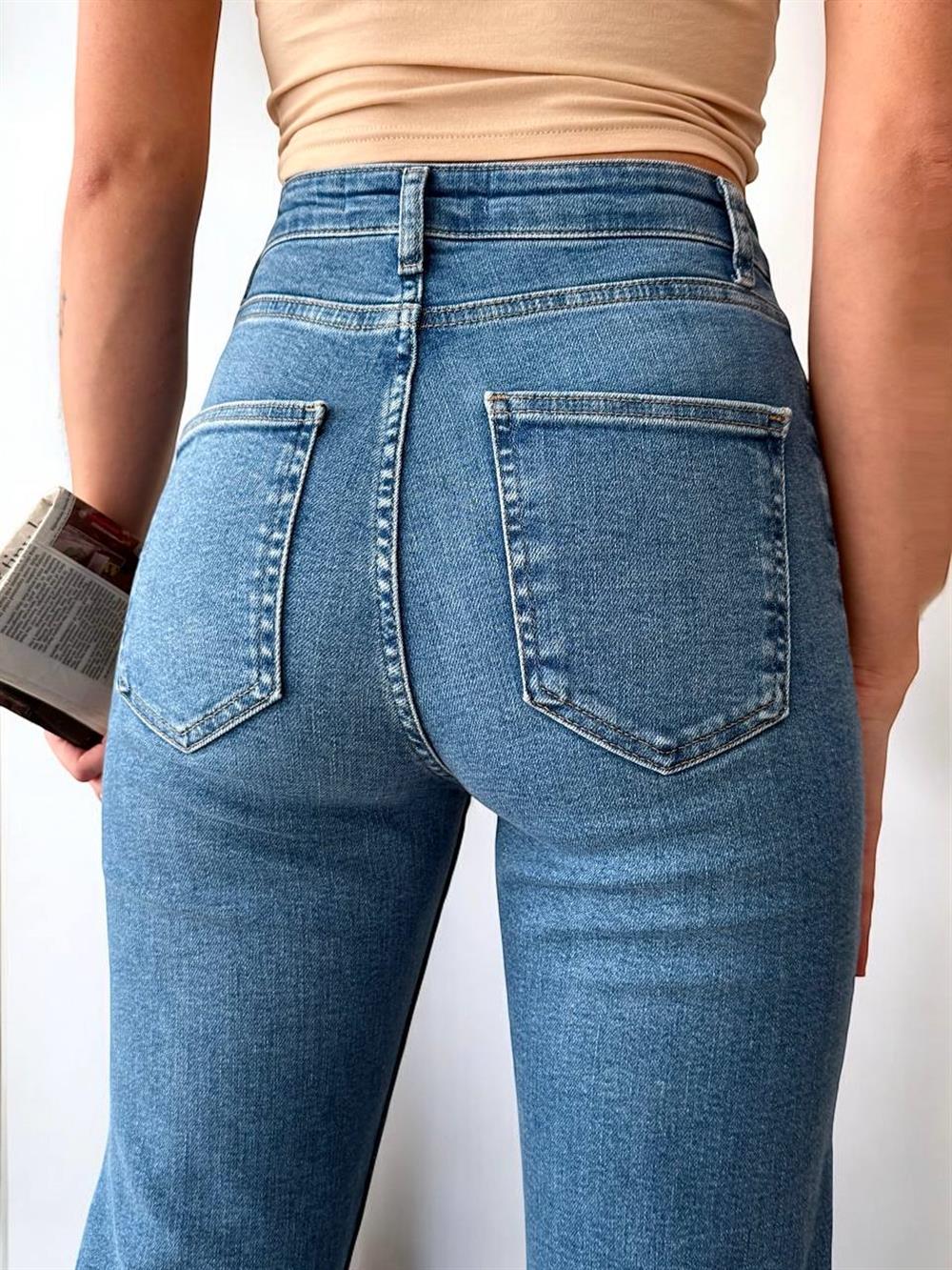 LACARINOYükske Bel Boru Kesim Blue Jean Pantolon