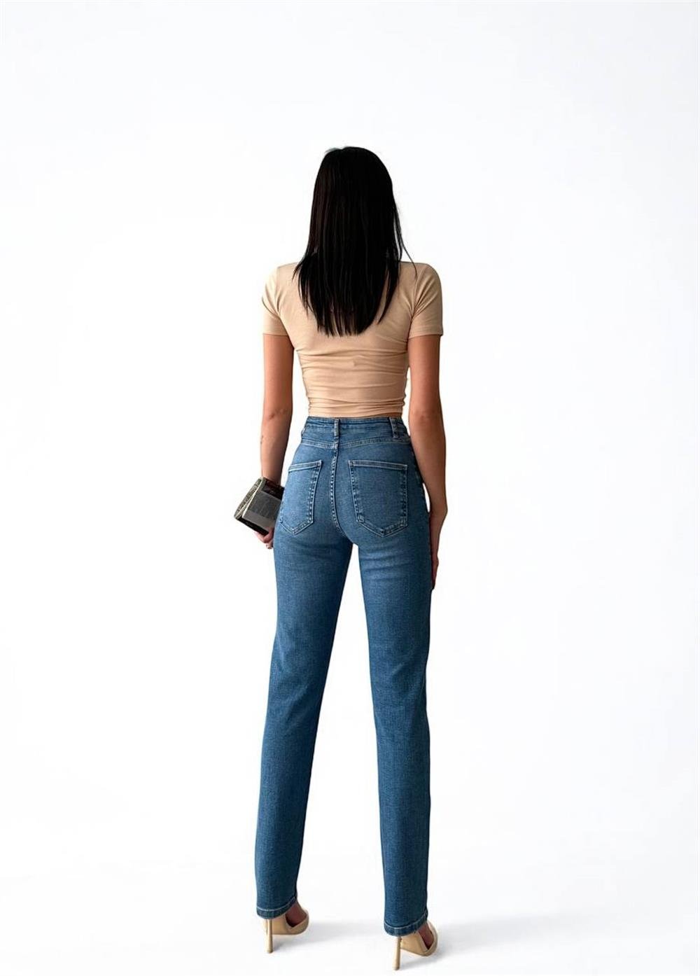 LACARINOYükske Bel Boru Kesim Blue Jean Pantolon