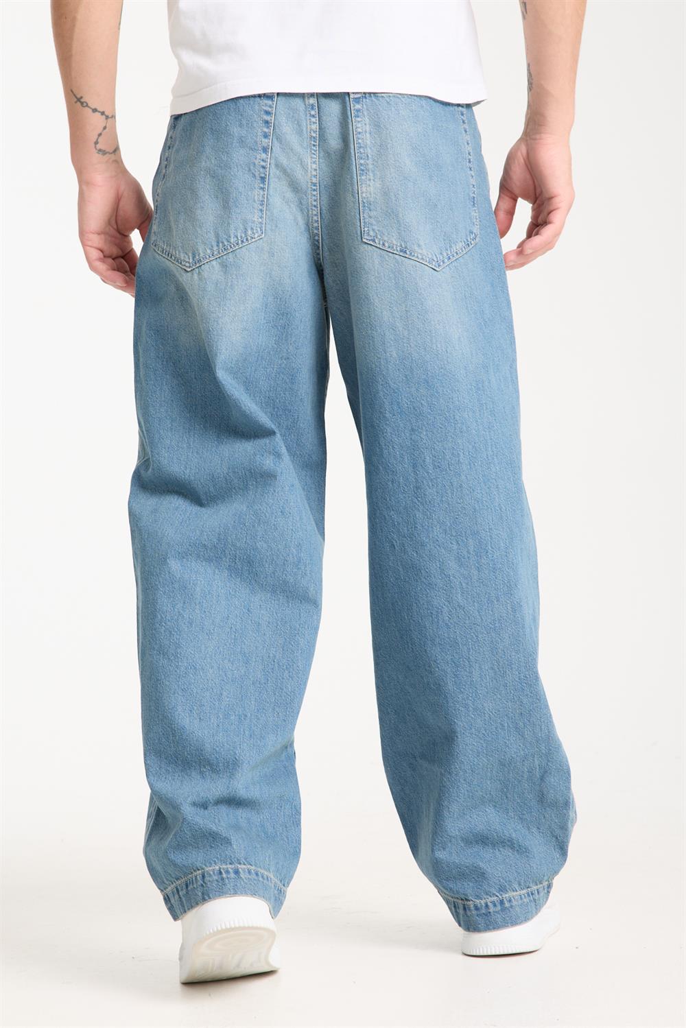 LACARINOErkek Rahat Kalıp Bol Kesim Super Baggy Blue Tint Jean Pantolon