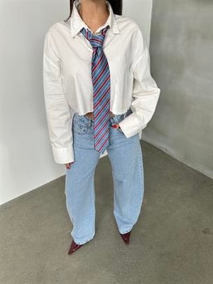 LACARINOYüksel Bel Bacak Boyu Balon Kesim Barrel Fit  Light Blue Jean Pantolon