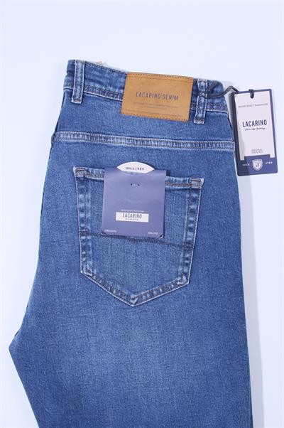 LACARINOErkek Yüksek Bel Battal Kesim Boru Paça Blue Jean Pantolon